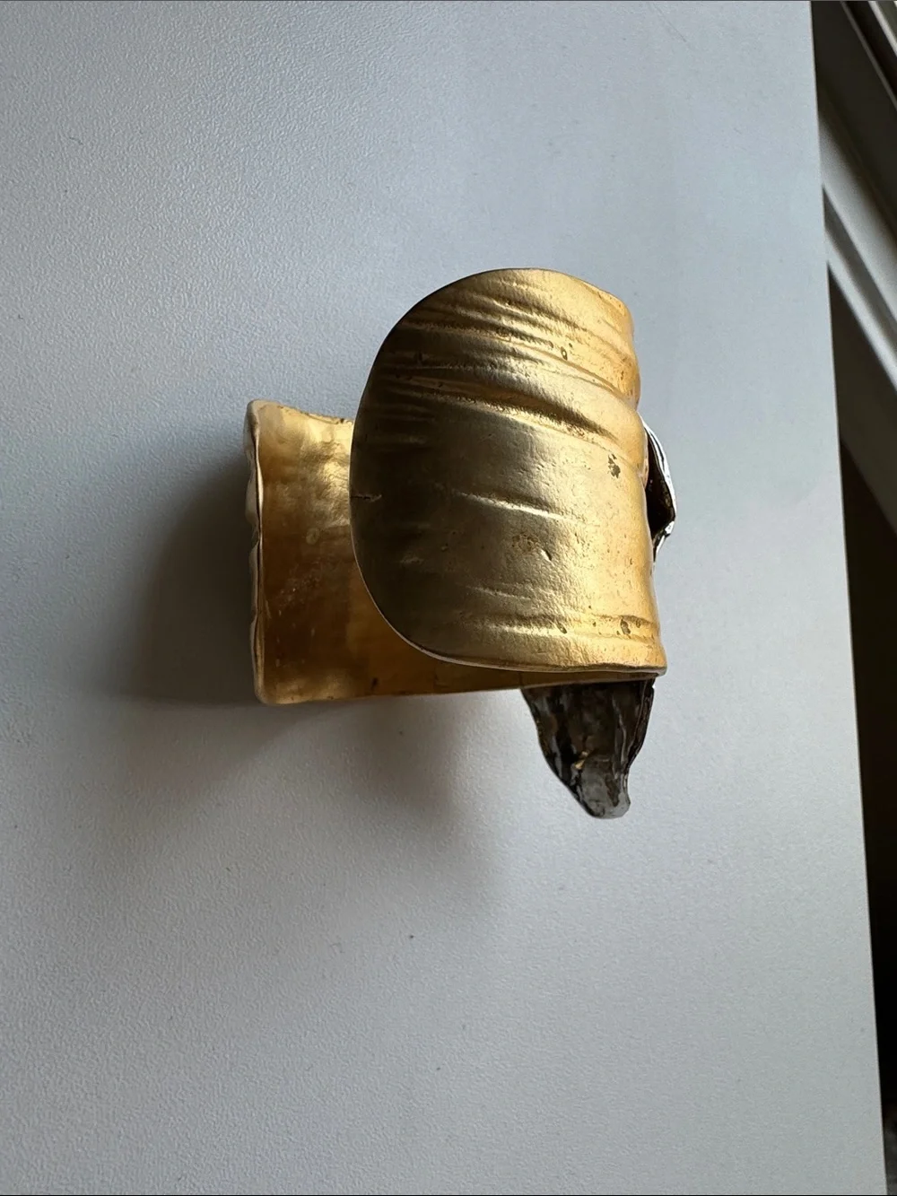 Sculptural Two-Tone Face Cuff Bracelet - Silver & Gold